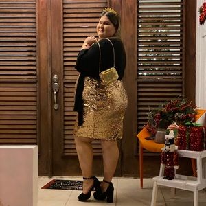 gold sequins a-line skirt